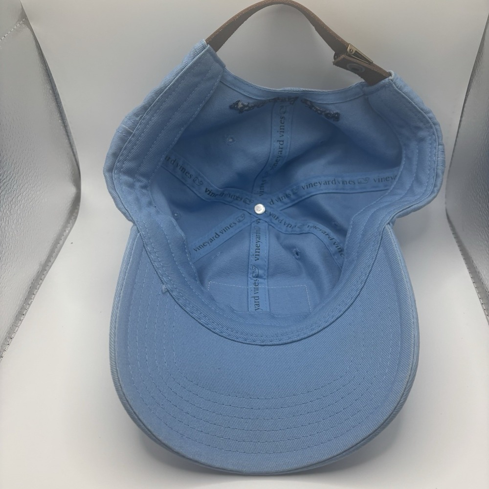 Vineyard Vines Blue Leather Patch Whale Hat Cap Leather Adjustable Strap - Picture 7 of 7